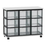 Flexeo® Fahrbares Containersystem mit Ablage, 9 große Boxen