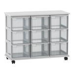 Flexeo® Fahrbares Containersystem mit Ablage, 9 große Boxen