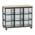 Flexeo® Fahrbares Containersystem mit Ablage, 9 große Boxen