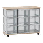 Flexeo® Fahrbares Containersystem mit Ablage, 9 große Boxen
