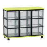 Flexeo® Fahrbares Containersystem mit Ablage, 9 große Boxen