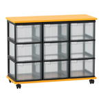 Flexeo® Fahrbares Containersystem mit Ablage, 9 große Boxen