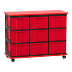 Flexeo® Fahrbares Containersystem mit Ablage, 9 große Boxen