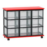 Flexeo® Fahrbares Containersystem mit Ablage, 9 große Boxen
