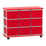 Flexeo® Fahrbares Containersystem mit Ablage, 9 große Boxen