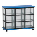 Flexeo® Fahrbares Containersystem mit Ablage, 9 große Boxen