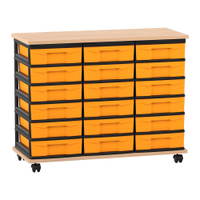 Flexeo® Fahrbares Containersystem mit Ablage, 18 kleine Boxen