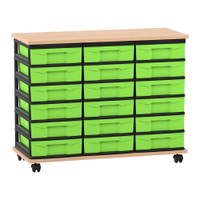 Flexeo® Fahrbares Containersystem mit Ablage, 18 kleine Boxen