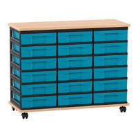 Flexeo® Fahrbares Containersystem mit Ablage, 18 kleine Boxen