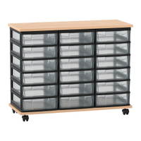 Flexeo® Fahrbares Containersystem mit Ablage, 18 kleine Boxen