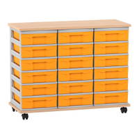 Flexeo® Fahrbares Containersystem mit Ablage, 18 kleine Boxen