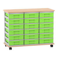 Flexeo® Fahrbares Containersystem mit Ablage, 18 kleine Boxen