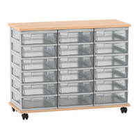 Flexeo® Fahrbares Containersystem mit Ablage, 18 kleine Boxen