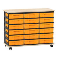 Flexeo® Fahrbares Containersystem mit Ablage, 18 kleine Boxen