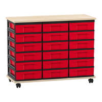 Flexeo® Fahrbares Containersystem mit Ablage, 18 kleine Boxen