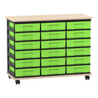 Flexeo® Fahrbares Containersystem mit Ablage, 18 kleine Boxen