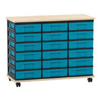 Flexeo® Fahrbares Containersystem mit Ablage, 18 kleine Boxen