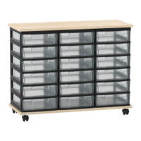 Flexeo® Fahrbares Containersystem mit Ablage, 18 kleine Boxen
