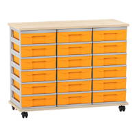 Flexeo® Fahrbares Containersystem mit Ablage, 18 kleine Boxen