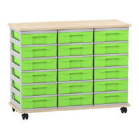 Flexeo® Fahrbares Containersystem mit Ablage, 18 kleine Boxen