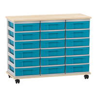 Flexeo® Fahrbares Containersystem mit Ablage, 18 kleine Boxen