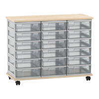Flexeo® Fahrbares Containersystem mit Ablage, 18 kleine Boxen