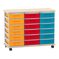 Flexeo® Fahrbares Containersystem mit Ablage, 18 kleine Boxen