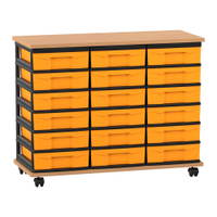 Flexeo® Fahrbares Containersystem mit Ablage, 18 kleine Boxen