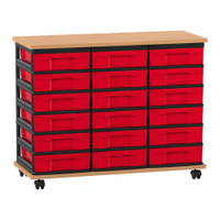 Flexeo® Fahrbares Containersystem mit Ablage, 18 kleine Boxen