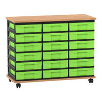 Flexeo® Fahrbares Containersystem mit Ablage, 18 kleine Boxen