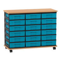 Flexeo® Fahrbares Containersystem mit Ablage, 18 kleine Boxen