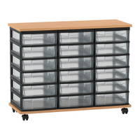 Flexeo® Fahrbares Containersystem mit Ablage, 18 kleine Boxen