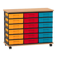 Flexeo® Fahrbares Containersystem mit Ablage, 18 kleine Boxen
