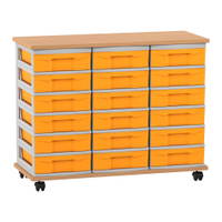Flexeo® Fahrbares Containersystem mit Ablage, 18 kleine Boxen