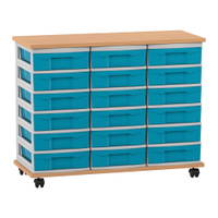 Flexeo® Fahrbares Containersystem mit Ablage, 18 kleine Boxen