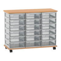 Flexeo® Fahrbares Containersystem mit Ablage, 18 kleine Boxen