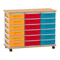 Flexeo® Fahrbares Containersystem mit Ablage, 18 kleine Boxen