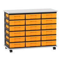 Flexeo® Fahrbares Containersystem mit Ablage, 18 kleine Boxen