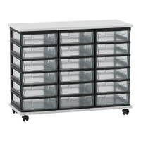 Flexeo® Fahrbares Containersystem mit Ablage, 18 kleine Boxen