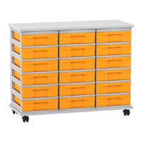 Flexeo® Fahrbares Containersystem mit Ablage, 18 kleine Boxen
