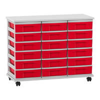 Flexeo® Fahrbares Containersystem mit Ablage, 18 kleine Boxen