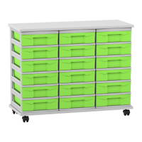 Flexeo® Fahrbares Containersystem mit Ablage, 18 kleine Boxen