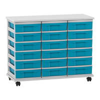 Flexeo® Fahrbares Containersystem mit Ablage, 18 kleine Boxen