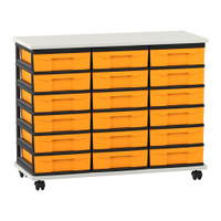 Flexeo® Fahrbares Containersystem mit Ablage, 18 kleine Boxen