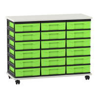 Flexeo® Fahrbares Containersystem mit Ablage, 18 kleine Boxen