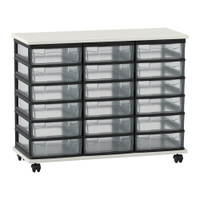 Flexeo® Fahrbares Containersystem mit Ablage, 18 kleine Boxen