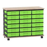 Flexeo® Fahrbares Containersystem mit Ablage, 18 kleine Boxen