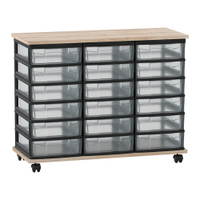 Flexeo® Fahrbares Containersystem mit Ablage, 18 kleine Boxen