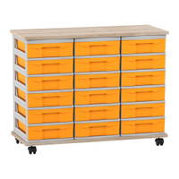 Flexeo® Fahrbares Containersystem mit Ablage, 18 kleine Boxen