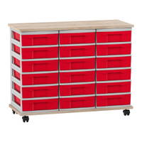Flexeo® Fahrbares Containersystem mit Ablage, 18 kleine Boxen